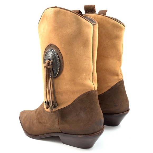 VTG DINGO brown suede cowgirl boots w/ tassels - Picture 6 of 13